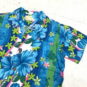 USA古着 70s ヴィンテージ アロハ シャツ /ROYAL HAWAII 総柄 半袖 銭ボタン ハイビスカス柄 アメリカ VINTAGE 小さいサイズ レディース