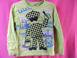 USED キッズ プリントＴシャツ 120 ライムグリーン