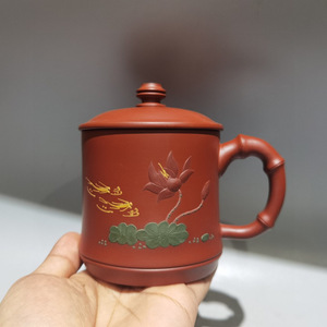 【古寶奇蔵・紫砂壺・泥繪茶杯壺・朱泥・汪學坤款】茶具・茶道品・希少珍品・賞物・中国古美術