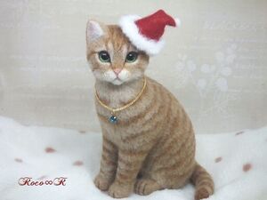 *Roco∞R*羊毛フェルト★茶トラ猫*クリスマス★猫 ネコ ハンドメイド ぬいぐるみ 置物 