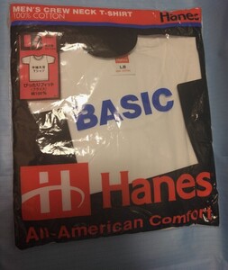 送料込み☆Hanes☆ヘインズ☆半袖丸首Tシャツ☆サイズLB☆長期自宅保管未開封☆1個☆綿100%☆クリックポスト発送☆白