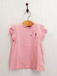 KU0394 ○送料無料 古着 RALPH LAUREN ラルフローレン Tシャツ サイズ90cm ピンク フレンチスリーブ 左胸ポケット ワンポイント