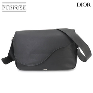 新品同様 クリスチャン ディオール Christian Dior サドル ショルダー バッグ レザー ブラック Shoulder Bag 90259455