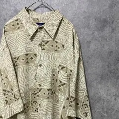 90s vintage 半袖　柄シャツ　メンズXL レーヨン　古着　個性派　奇抜