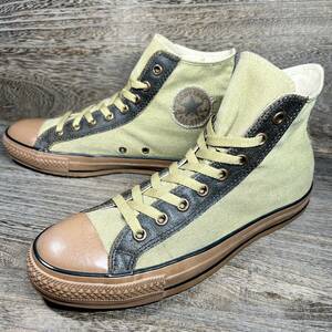 ◆CONVERSE◆コンバース オールスター 28.0cm（表記USA9 1/2）ハイカットスニーカー 薄緑 抹茶 和 メンズ 革靴 靴 レザー 中古 宅急便 即決