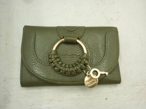 【SEE　BY　CHLOE】シーバイクロエ　二つ折り財布　モスグリーン　レザー　SY02-DVC