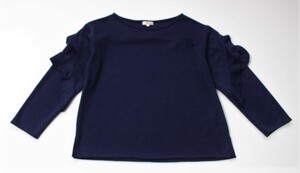 美品*HusHusH*ハッシュアッシュ*ワールド*紺*長袖*フリル*カットソー*バスト81-85*2*M