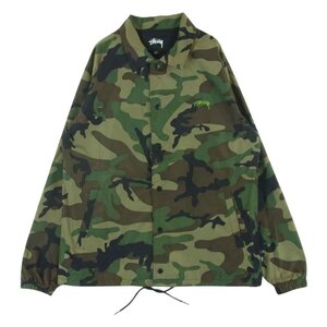 STUSSY ステューシー CAMO CRUIZE COACH JACKET 迷彩 カモフラ ナイロン コーチ ジャケット カーキ系 M【中古】