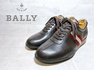 2回着【極美品】BALLY バリー 高級 レザースニーカー 茶 本革 US7.5D（約25.5cm）メンズ 紳士靴