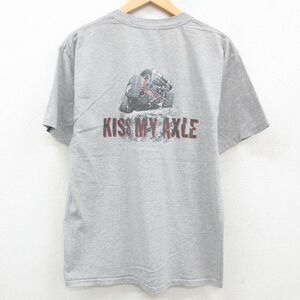 L/古着 半袖 ビンテージ Tシャツ メンズ 00s 車 クルーネック グレー 霜降り 23jul14 中古