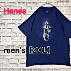 【G588】Hanes 半袖プリントTシャツ【2XL】ネイビー