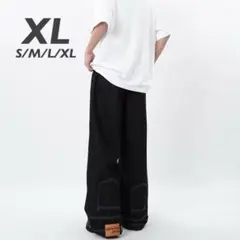 XL黒デニムジーンズレッグパンツワイドパンツバギーパンツy2kストリート韓国