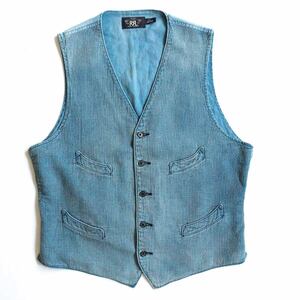 【名作】RRL 【Abrams Indigo Cotton Vest】L 刺し子 ベスト インディゴ ダブルアールエル 2406191