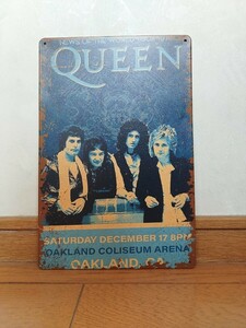 ♪Queen クイーン 1977年12月17日 オークランド コンサート宣伝看板 ブリキ メタルサイン Concert Ad News of the World Tour 77