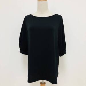 a02639 美品 H&M エイチ＆エム トップス カットソー 半袖 薄手 L(US) 黒 無地 レディース ナチュラル 普段着 シンプルデイリーカジュアル