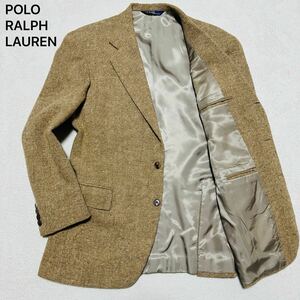 美品!POLO RALPH LAUREN ポロ ラルフローレン ミックス ツイード テーラード ジャケット ブレザー 秋冬 段返3B 総裏地 ベージュ AB6 L相当