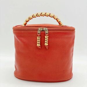 1円スタート 美品 LOEWE ロエベ ヴィンテージ ベラスケス レザー バニティバッグ ハンドバッグ レディース レッド系 赤色系