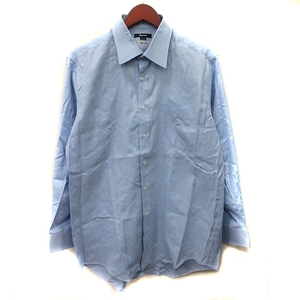 アクアスキュータム AQUASCUTUM ドレスシャツ ワイシャツ ヘリンボーン柄 長袖 41-84 XL 紺 ネイビー /YI メンズ