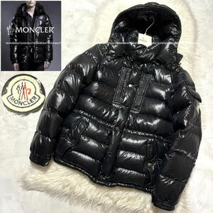 本物 モンクレール ROD 袖ワッペン フード付き ダウン ジャケット 黒 2 MONCLER