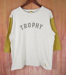 ST10730 TROPHY CLOTHING トロフィークロージング 七分袖 Tシャツ グレー系/マスタード系 LARGE 40/42