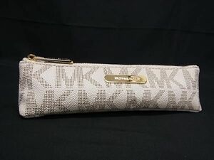 ■極美品■ MICHAEL KORS マイケルコース レザー ペンケース ペン入れ ステーショナリー アイボリー系×ブラウン系 DD7393