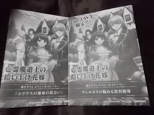 2枚　特典SSペーパーのみ　亡霊魔道士の拾い上げ花嫁 1 (オーバーラップノベルスf) 瀬尾優梨 (著), 麻先みち (イラスト)　TSUTAYA