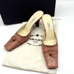 【極美品】PRADA プラダ パンプス ミュール パンプス スクエアトゥ 巻バラ