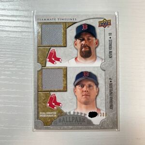 2009 Upper Deck Ballpark Collection Kevin Youkilis Jonathan Papelbon jerseyカード　300枚限定