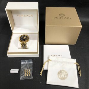 □12-35 動作未確認 VERSACE ヴェルサーチ メデューサ DUAL TIME Vレース クロノグラフ 箱付き 腕時計□埼玉戸田店