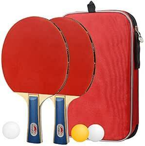 卓球 ラケット ポータブル ラケット2本 ピンポン球3個 卓球セット 収納袋付き 手軽 (セット) (ラケット