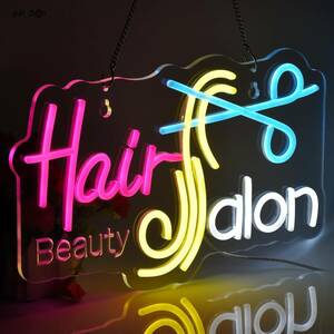 ネオンサイン 40x24cm TY ヘアサロン 多階段調光可 LED HAIR SALONネオンライト Beauty Salon 理容室 美容院