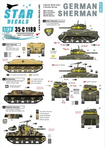 スターデカール 35-C1188 1/35 German Sherman. Captured / Beute Shermans in German service. M4, M4A1 and M4A3(W).