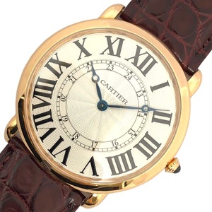 カルティエ Cartier ロンド ルイ カルティエ XL W6801004 ホワイト K18PG/革ベルト 腕時計 メンズ 中古