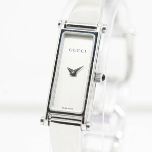 1円 稼働 美品 GUCCI グッチ 1500L バングルウォッチ QZ クオーツ シルバー 銀文字盤 SS 腕時計 レディース スクエア 0440520240611