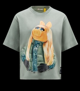 正規品 2 MONCLER 1952 モンクレール Tシャツ レディース ミス・ピギー ザ・マペッツ Mサイズ THE MUPPETS　半袖 フーディ パーカー 