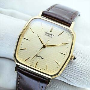 4.美品 SEIKO/DOLCE●1983年製造 クオーツ 7731-5120 未使用ベルト付 電池交換済 メンズ腕時計 ビンテージ 中古セイコー ドルチェ ゴールド