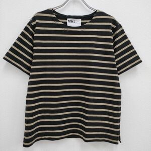 MHL. STRIPED DRY COTTON JERSEY ボーダー 595-3168555 2 半袖Tシャツ カットソー 23SS ブラック エムエイチエル 4-0804S 243365