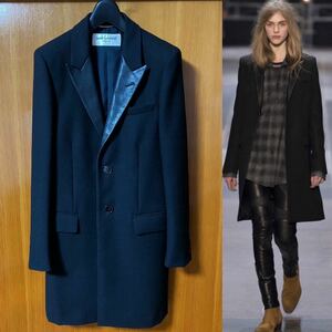 SAINT ＬＡＵＲＥＮＴ PARIS 2013 スモーキング レザーラペル　チェスター　コート　 サンローラン 国内正規品