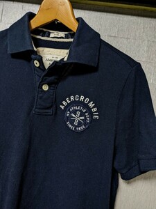 着用4回!生産終了モデル!正規品!Abercrombie＆Fitchアバクロンビーアンドフィッチ限定メンズ半袖ポロシャツ刺繍ワッペン