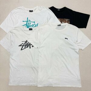 ●STUSSY ステューシー 4点 まとめ売り Tシャツ トップス 半袖 ロゴ プリント 刺繍 コットン 白 黒 サイズMIX メンズ 卸 現状品 0.7kg●