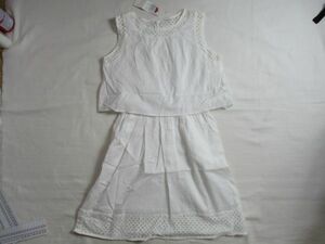 SF202【TOPVALU】イオン　新品　裏地付き　レース　袖無　ワンピース　訳有　女児　白　150