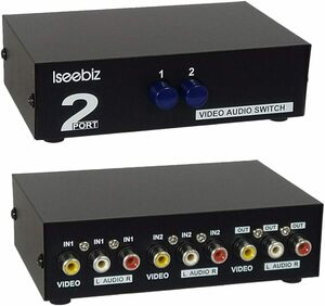 Iseebiz AV切替器 オーディオ・ビデオ切替器 機械式・電源不要 双方向 2入力1出力/1入力2出力 金属殻 静電/干渉防止