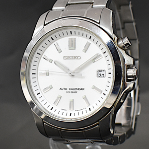 1円 ◆正規品 SEIKO セイコー メンズ腕時計 AUTO CALENDAR 10 BAR 6A32-00H0 クオーツ SS シルバー◆E.Bil.zE-12