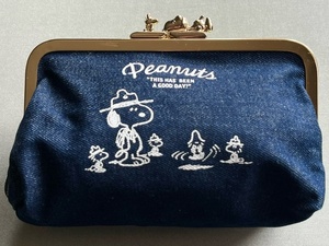 PEANUTS★SNOOPY スヌーピー◇がま口ポーチ/ペンポーチ [ビーグルスカウト] ネイビー 未使用品 ＊化粧ポーチ 