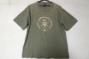 STUSSY/ステューシー/半袖Tシャツ/フロントプリント/ドクロ/スカル/かすれプリント/ストリートカジュアル/カーキ/Lサイズ(9/30R6)