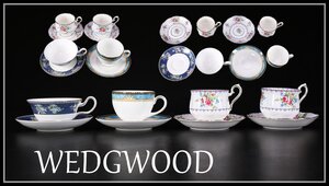 【吉】CJ344 【WEDGWOOD】 ウェッジウッド ROYAL ALBERT 色絵 カップ＆ソーサー 4組 8点セット／美品！