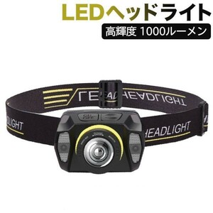 LEDヘッドライト USB充電式 高輝度 1000ルーメン ズーム センサー機能付き 小型軽量 IPX6防水/防災 停電用