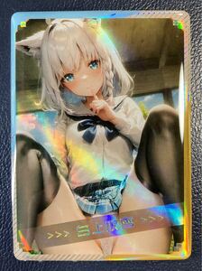 【ブルアカ】白上吹雪　レジンレア　ACGカード　開脚　セクシーカード　パンチラ　白パン　猫耳制服ニーハイソックス美少女