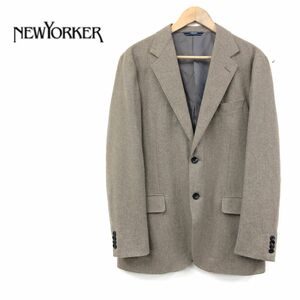 1K1041-J◆日本製 NEWYORKER ニューヨーカー カシミヤ混テーラードジャケット◆サイズFL メンズ 紳士服 カシミヤ10% 羽織り 上着 総柄