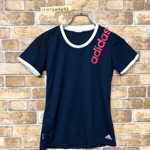 ADIDAS アディダス レディース キッズ ロゴプリント ドライ 半袖Tシャツ ネイビー